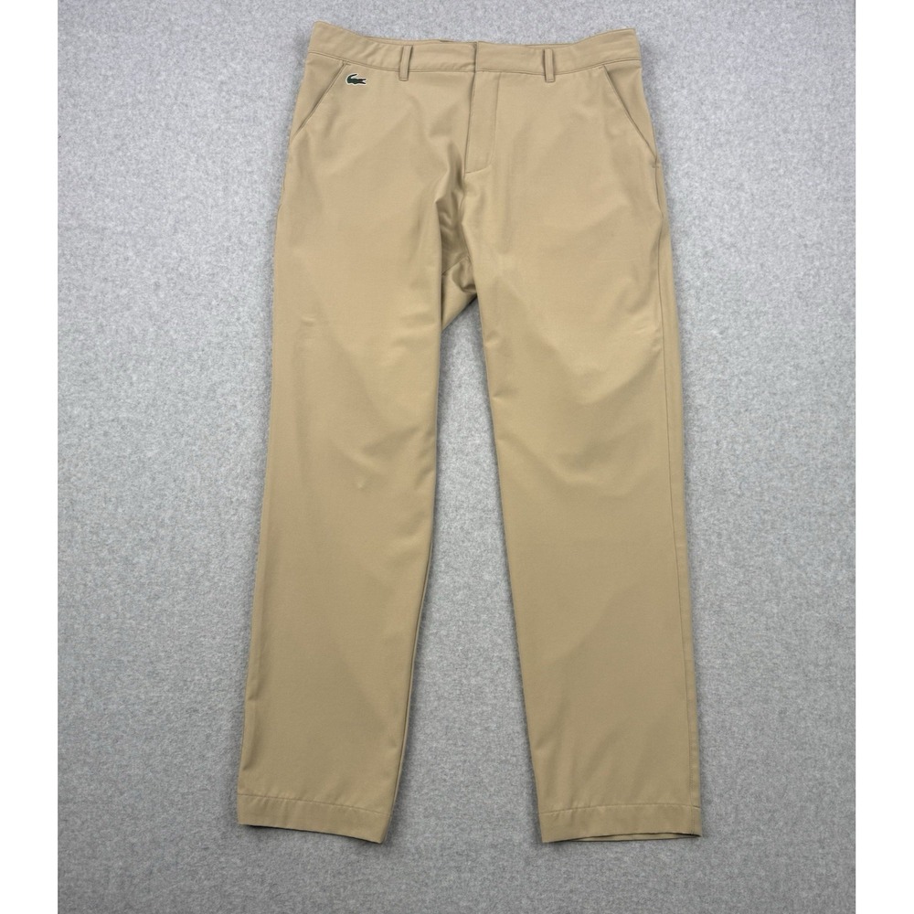 Lacoste Sport Pants Mens 36x31 Beige Tan Performance Stretch Golf Lightweight